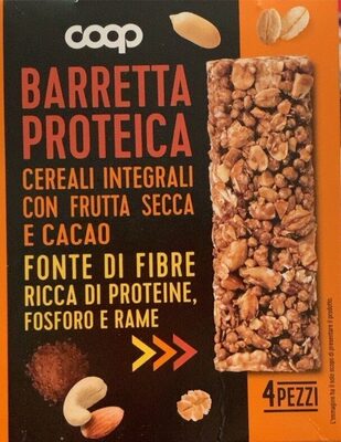 Barretta Proteica Cereali Integrali Con Frutta Secca E Cacao
