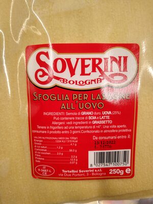 Sfoglia Per Lasagne All'uovo