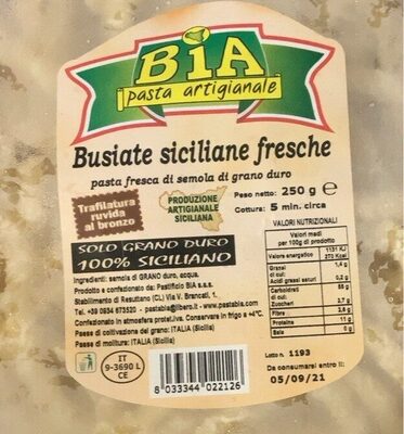 Busiate Siciliane Fresche