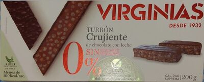 Virginias Turrón Crujiente De Chocolate Con Lechos Sin Azúcares Añadidos