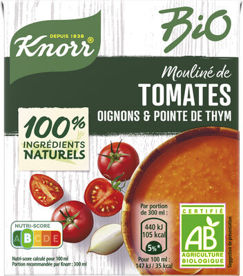 Knorr Soupe Bio Mouliné De Tomates Oignons Et Pointe De Thym 30cl